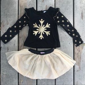 Nannette Black and Gold Snowflake Shirt and Skirt